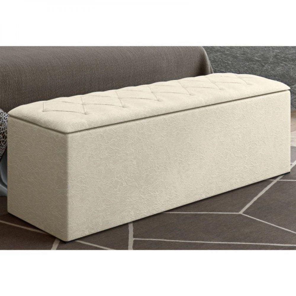 Calçadeira Com Baú Paris 160 Cm Suede Amassado Bege Drossi