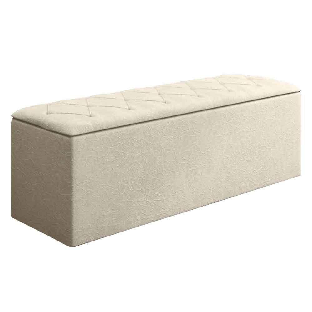Calçadeira Com Baú Paris 140 Cm Suede Amassado Bege Drossi