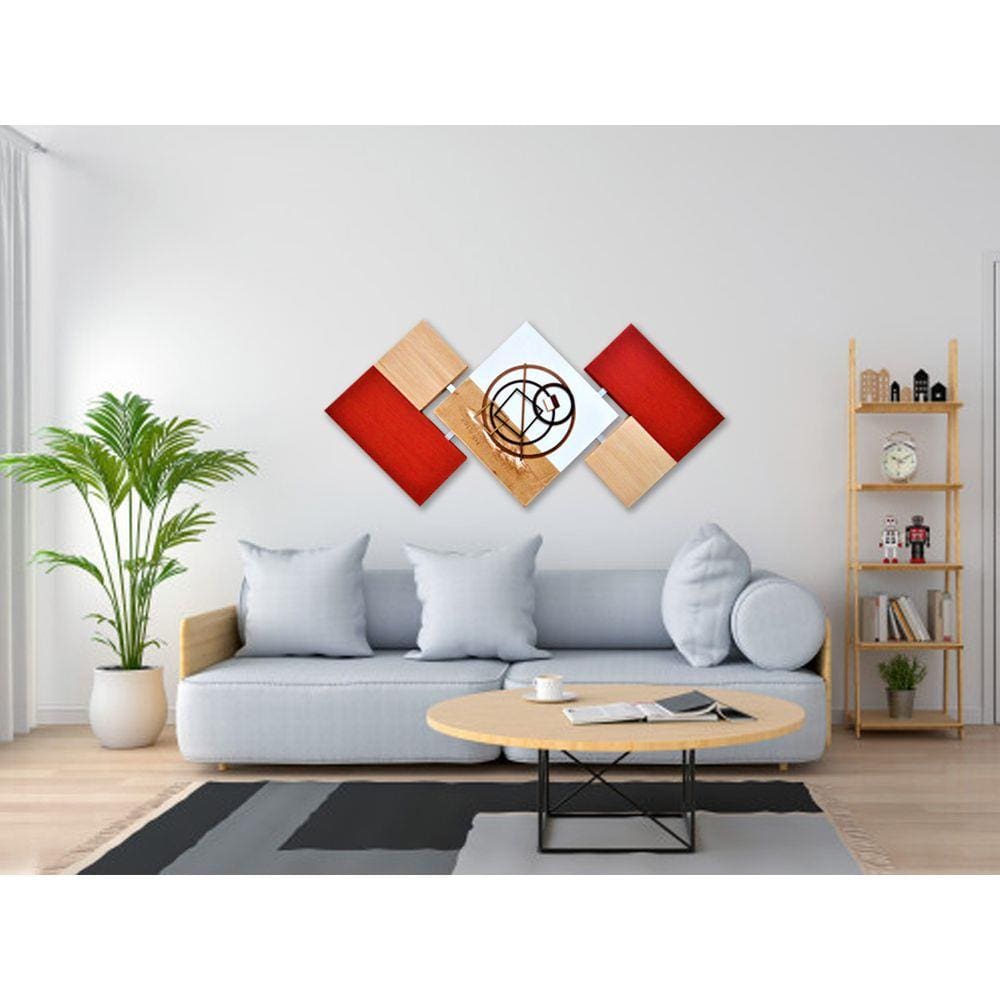 Quadros Decorativos Para Sala Vermelho e Bege 60x120 Grande