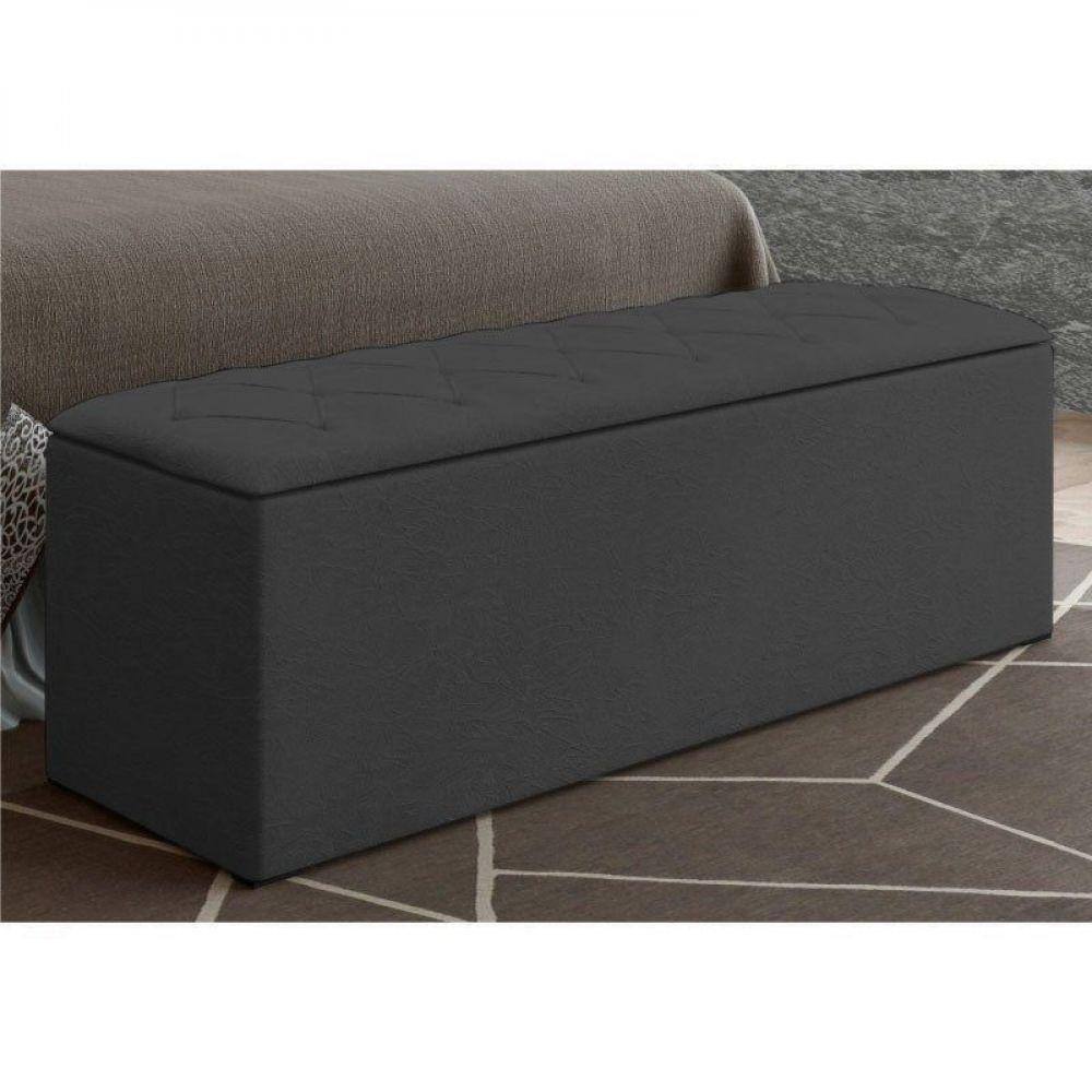 Calçadeira Com Baú Paris 100 Cm Suede Amassado Cinza Drossi
