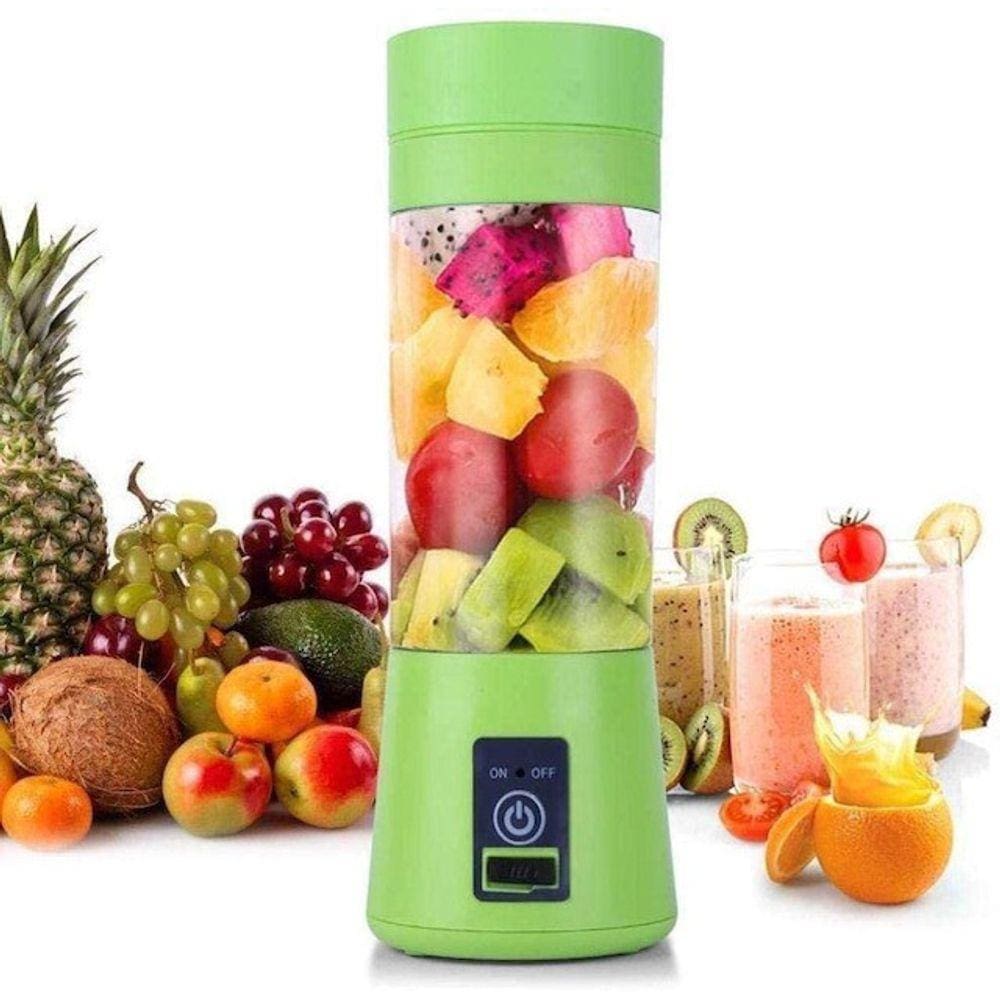 Mini Liquidificador Portatil Recarregavel Usb 5v 6 Lâminas Verde