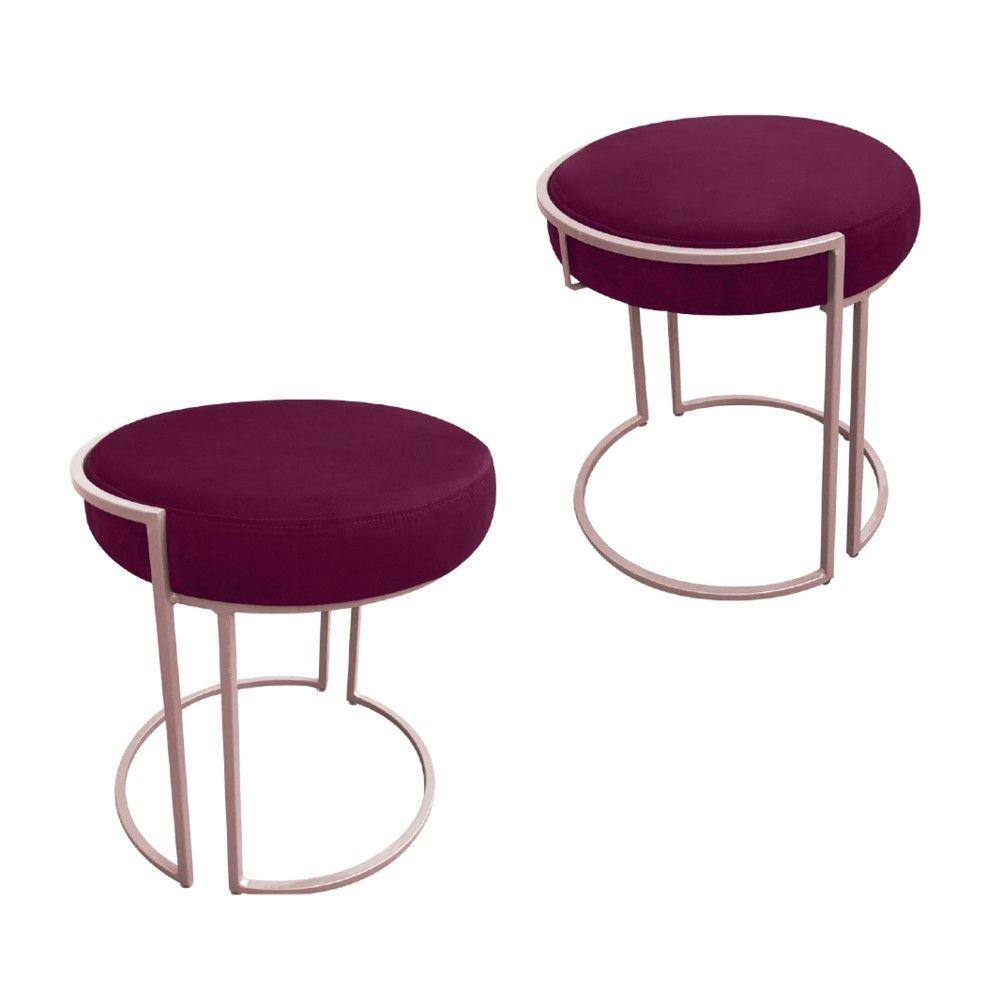 Kit 02 Puff Love Suede Base Rosê D`Rossi