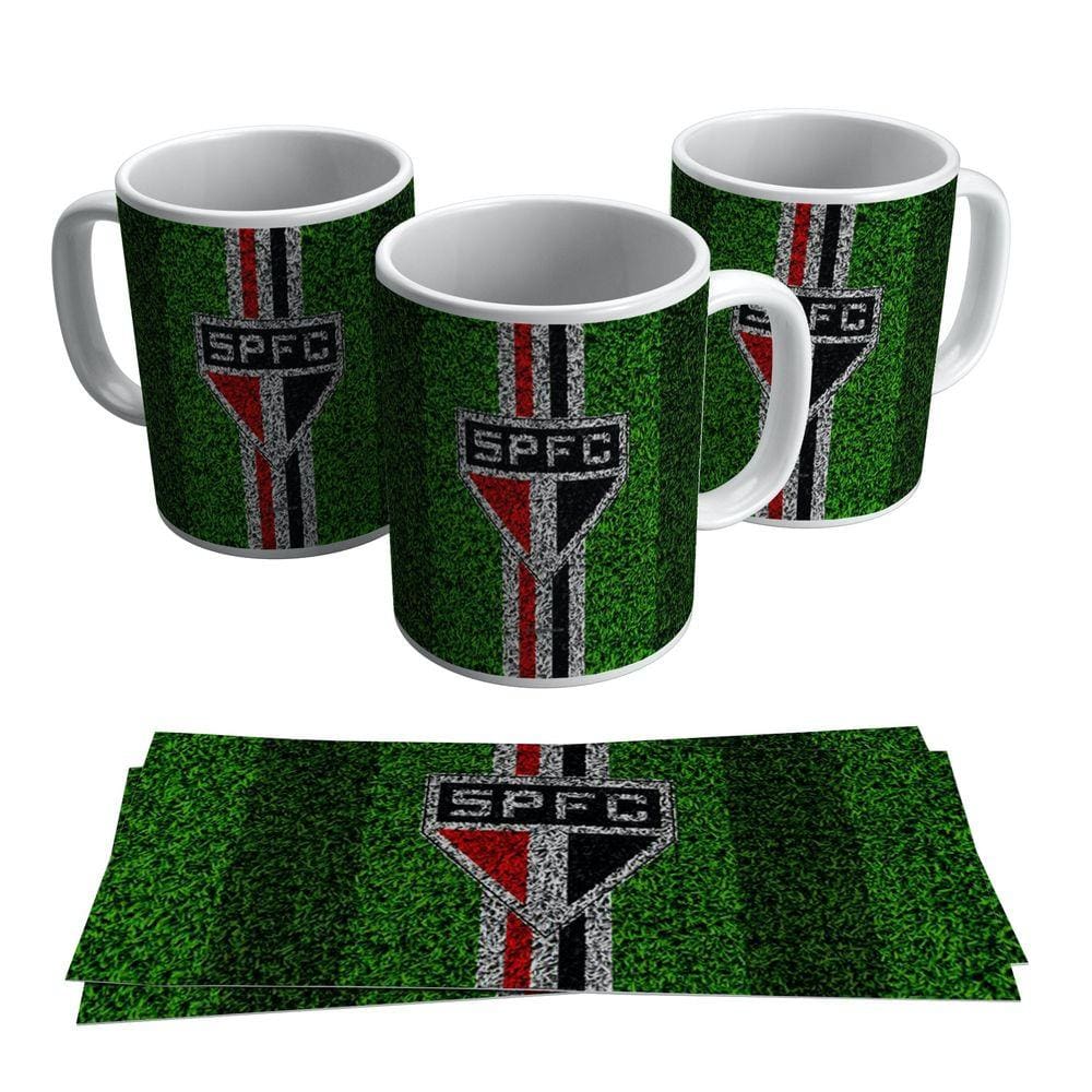 Caneca São Paulo Escudo Gramado Time Futebol Tricolor