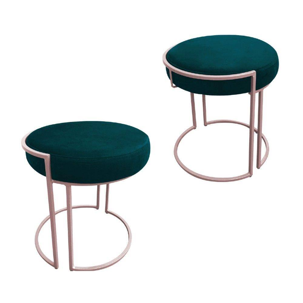 Kit 02 Puff Love Suede Base Rosê D`Rossi