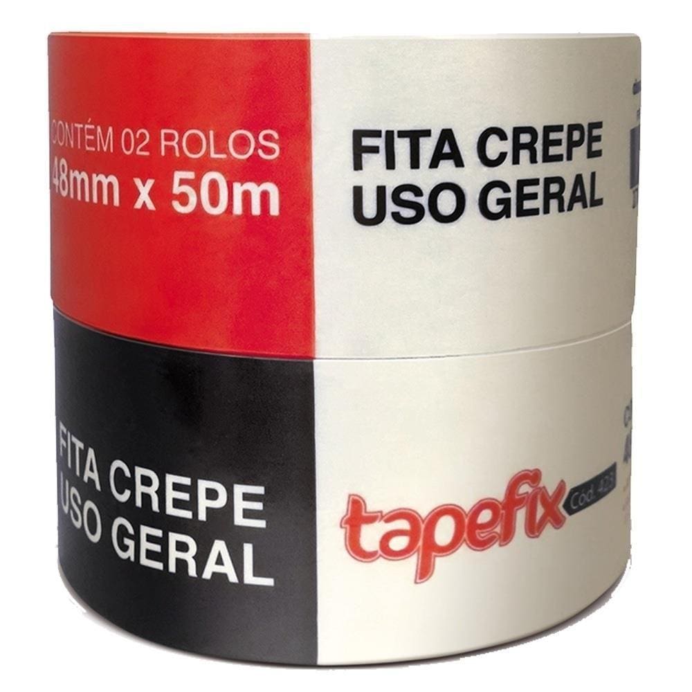 Fita Crepe Adere Tapefix Uso Geral 423 48mm x 50m Embalagem c/ 2 unidades