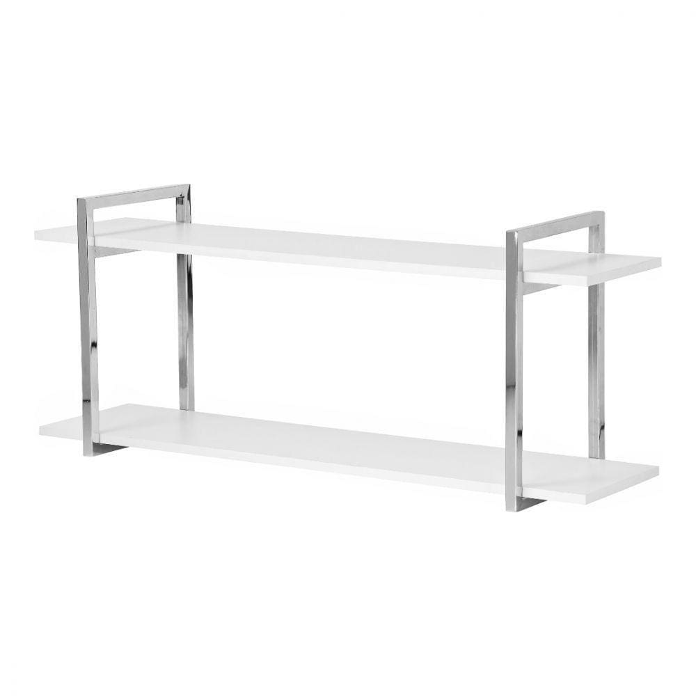 Nicho Sala e Quarto Cromado com Prateleiras Branco 60cm