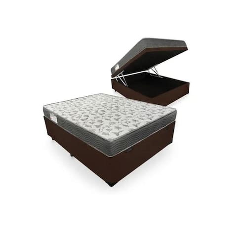 imagem-Cama Box Com Baú Casal + Colchão De Espuma D33 - Ortobom - ISO 100 138cm - Marrom