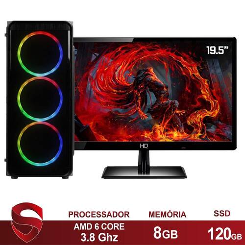 cpu pc gamer completo 8gb ssd120g+hd320g placa de vide R5 roda autocad  corel csgo lol et2 gta5 free fire - Escorrega o Preço