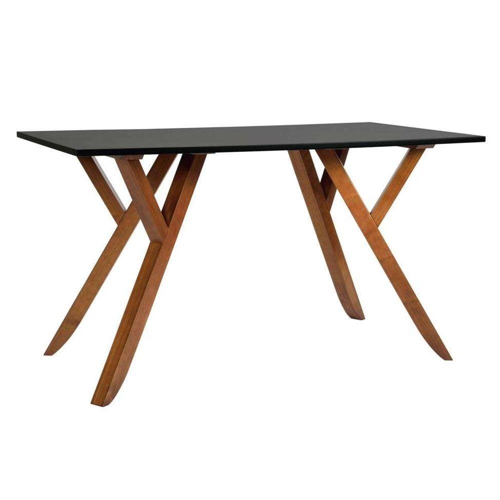 Mesa de Escritório Ipiranga Madeira Maciça Mel e Preta