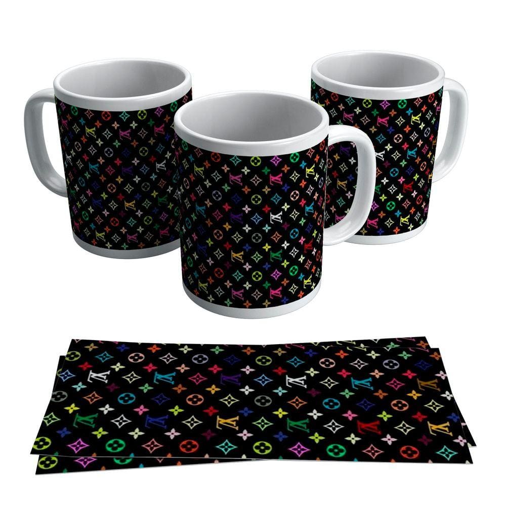 Caneca Porcelana Divertida Marca Louis Vuitton LV Colorida