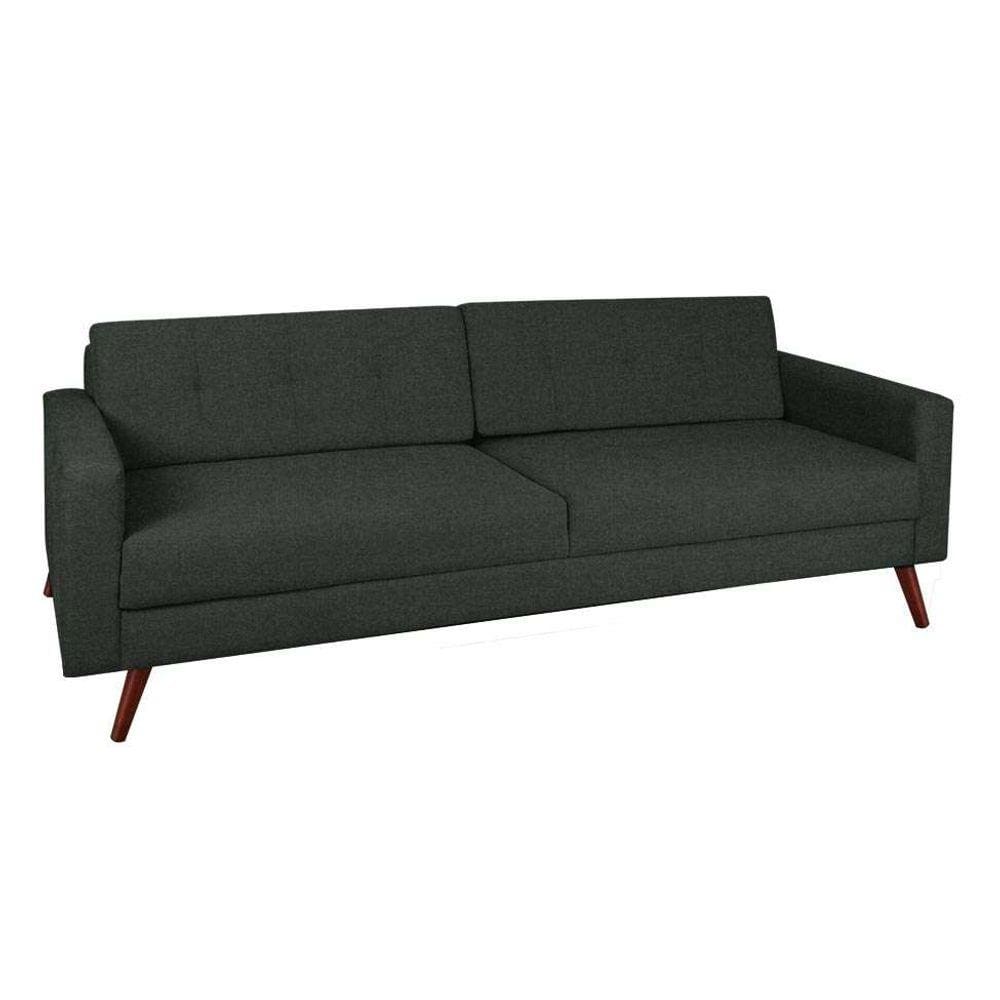 Sofá 3 Lugares Pé Palito Living Linho Cotton Grafite 180 cm