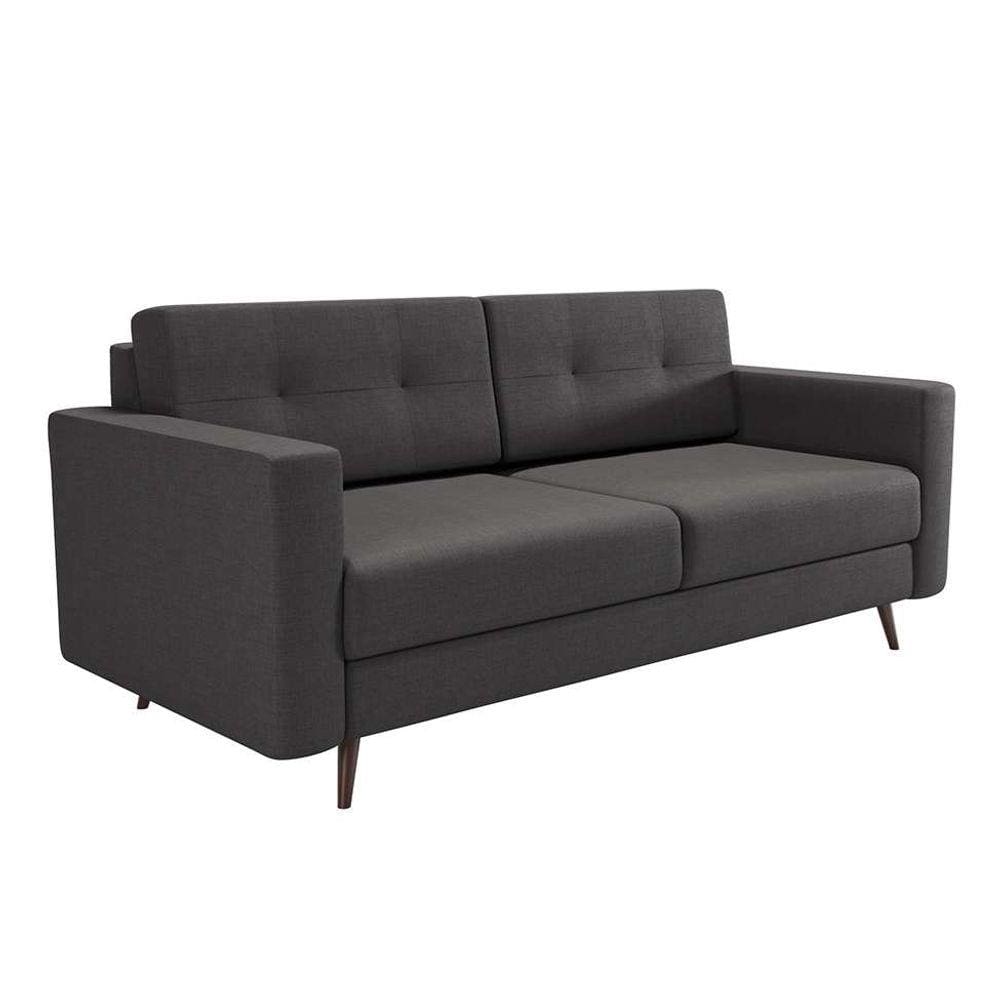 Sofá 2 Lugares Pé Palito Living Linho Cotton Grafite