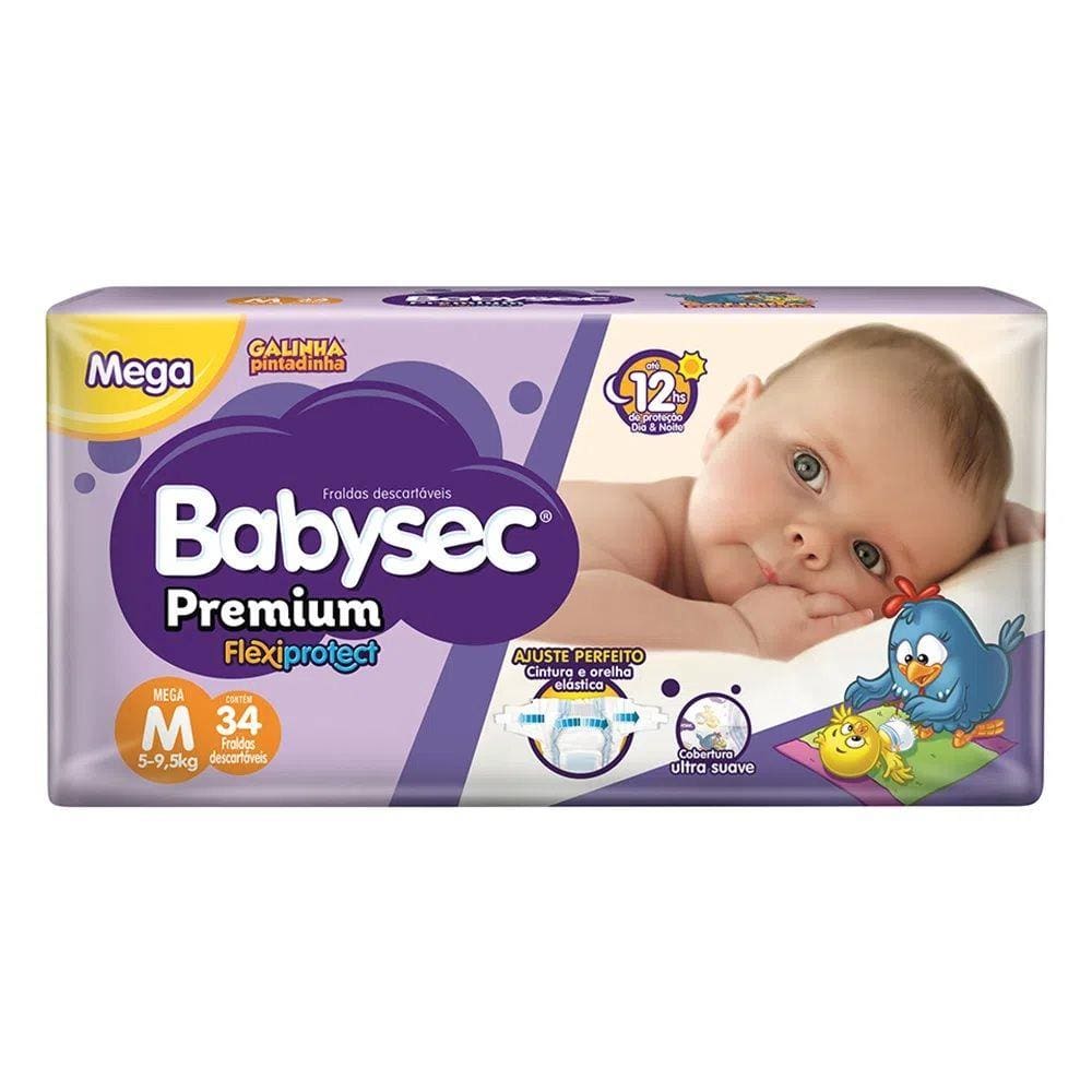 Fralda Descartável Babysec Galinha Pintadinha Premium M - 34 Unidades