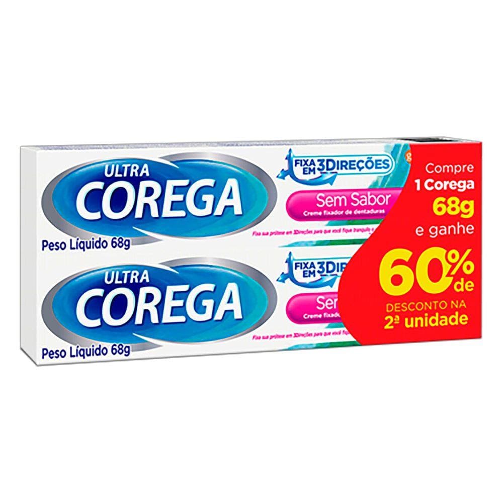 Kit Corega Ultra Creme Fixador de Dentadura Sem Sabor 2 Unidades 68g cada