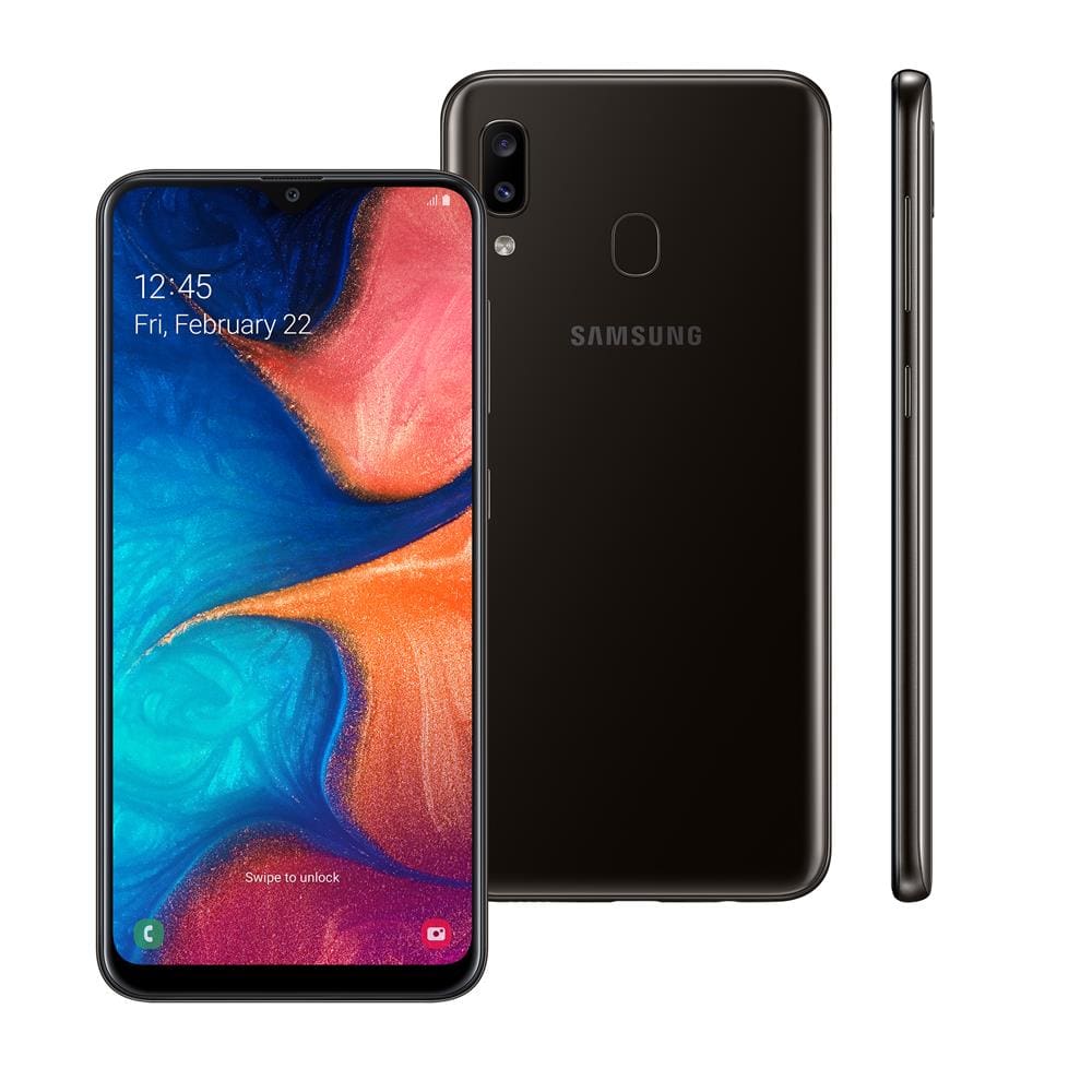 Smartphone Samsung Galaxy A20 Preto 32GB, Tela Infinita de 6.4\