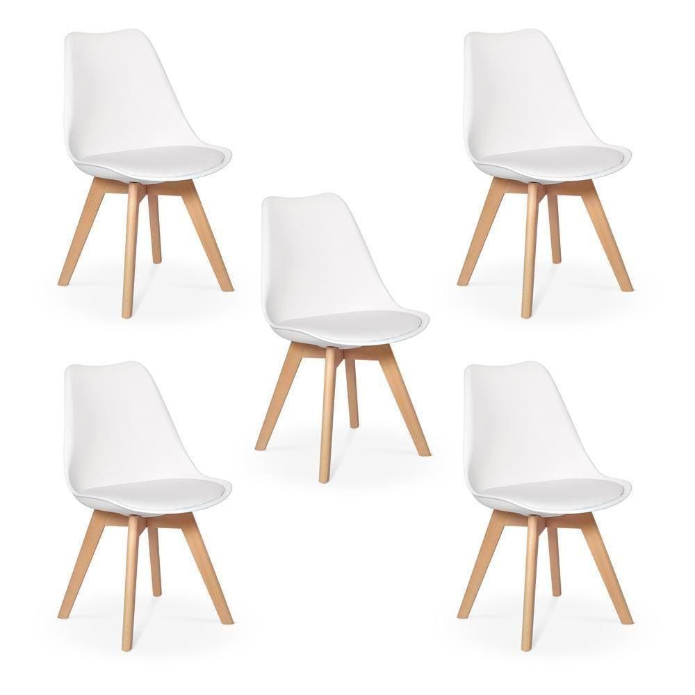 Conjunto 05 Cadeiras Eames Wood Leda Design - Branca