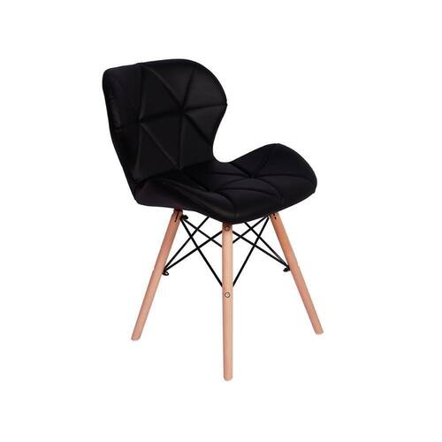 imagem-Cadeira Charles Eames Eiffel Slim Wood Estofada Preta - Preto