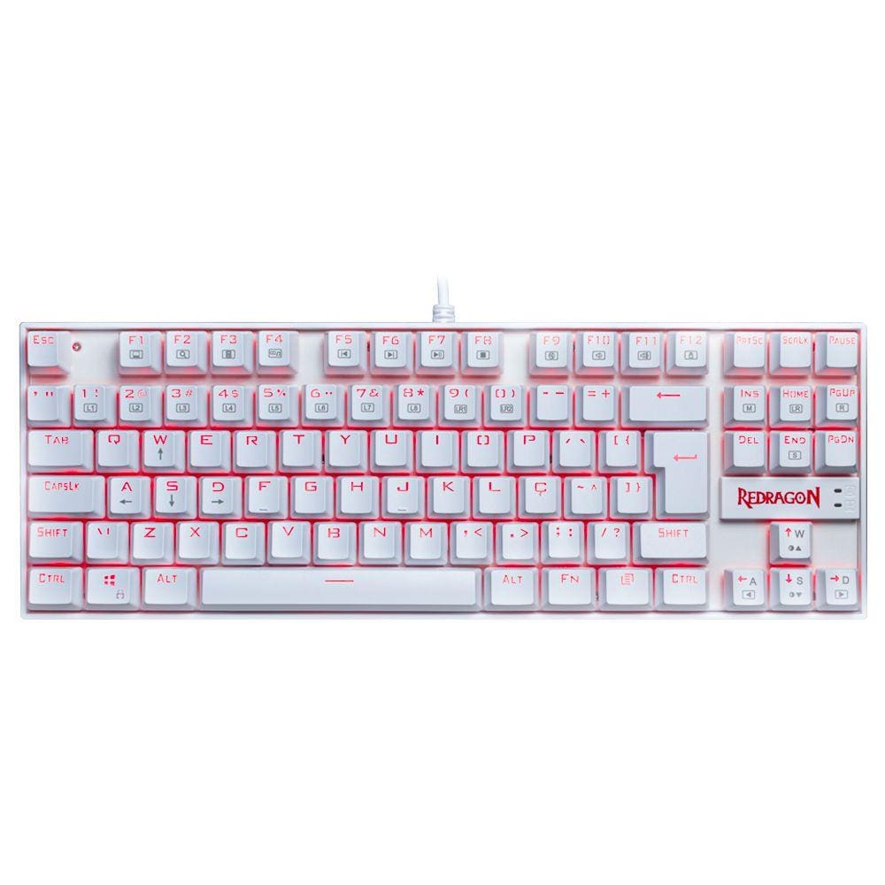 Teclado Mecânico Gamer Redragon Kumara Branco Switch Outemu Blue LED Vermelho ABNT2 K552W-2 (BLUE)