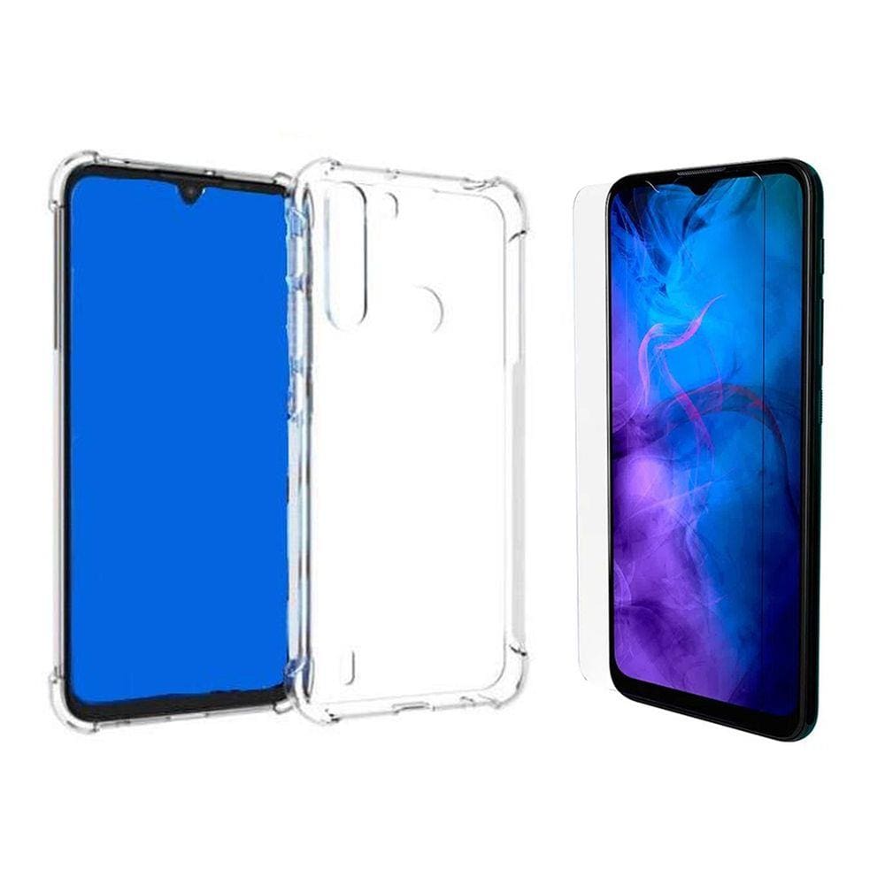 Capinha Silicone Antichoque e Película Vidro Moto One Fusion