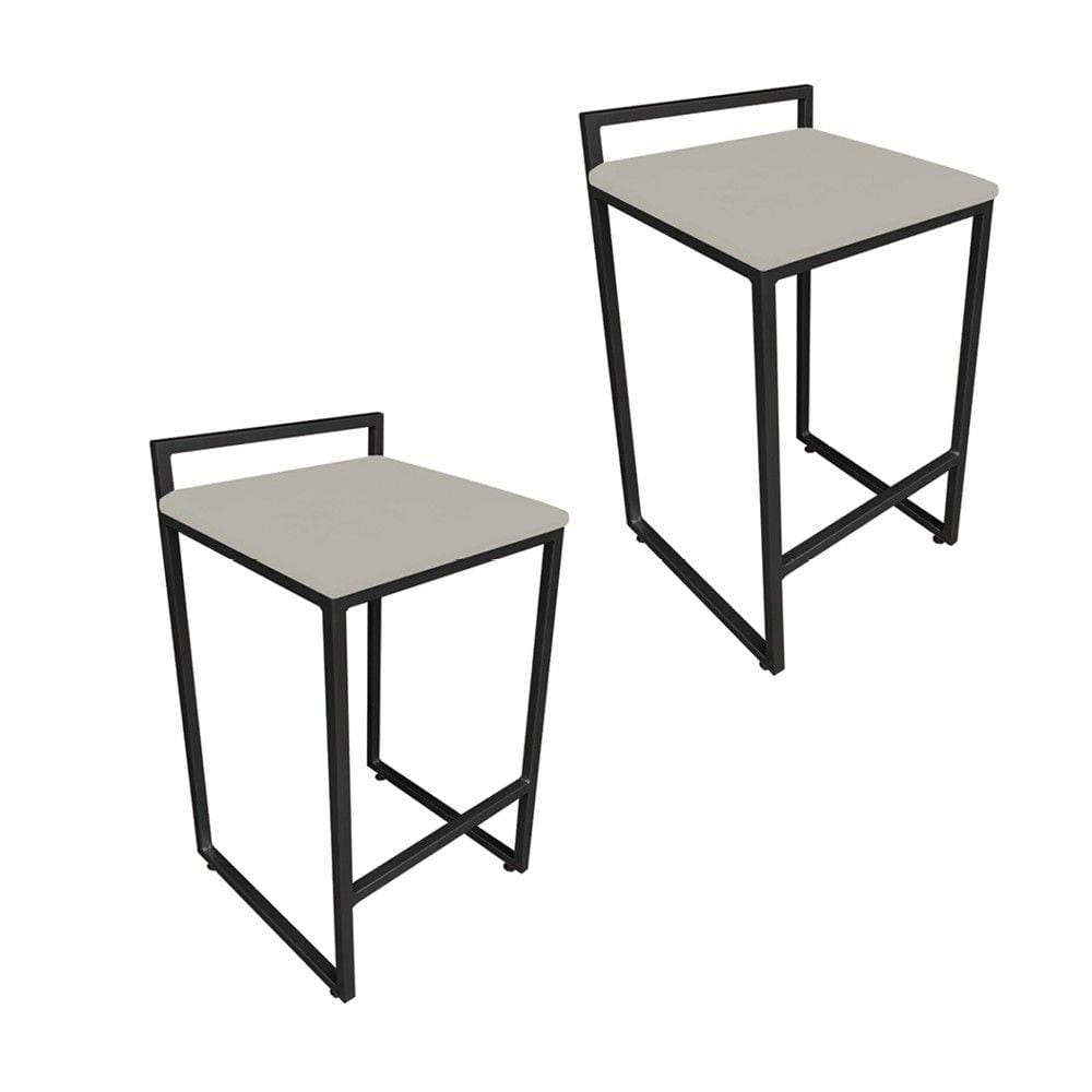 Conjunto 02 Banquetas Alta Lavínia Suede Base Preto D`Rossi