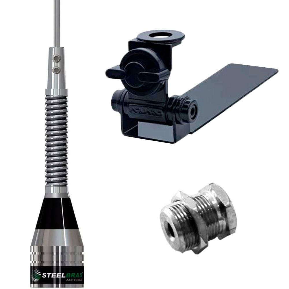 Kit Enfeite Antena Móvel Px 65cm Bobina no Centro Suporte Adaptável Caminhonete Parafuso de Fixação