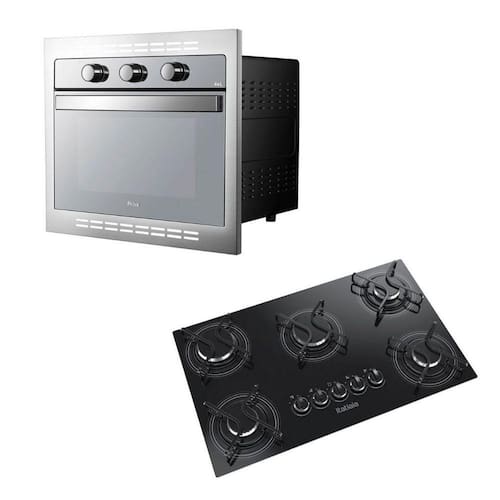 KIT Forno Elétrico de Embutir Philco 46L 110v + Cooktop Itatiaia 5 Bocas Mega Chama Bivolt Menor preço em KIT Forno Elétrico de Embutir Philco 46L 110v + Cooktop Itatiaia 5 Bocas Mega Chama Bivolt