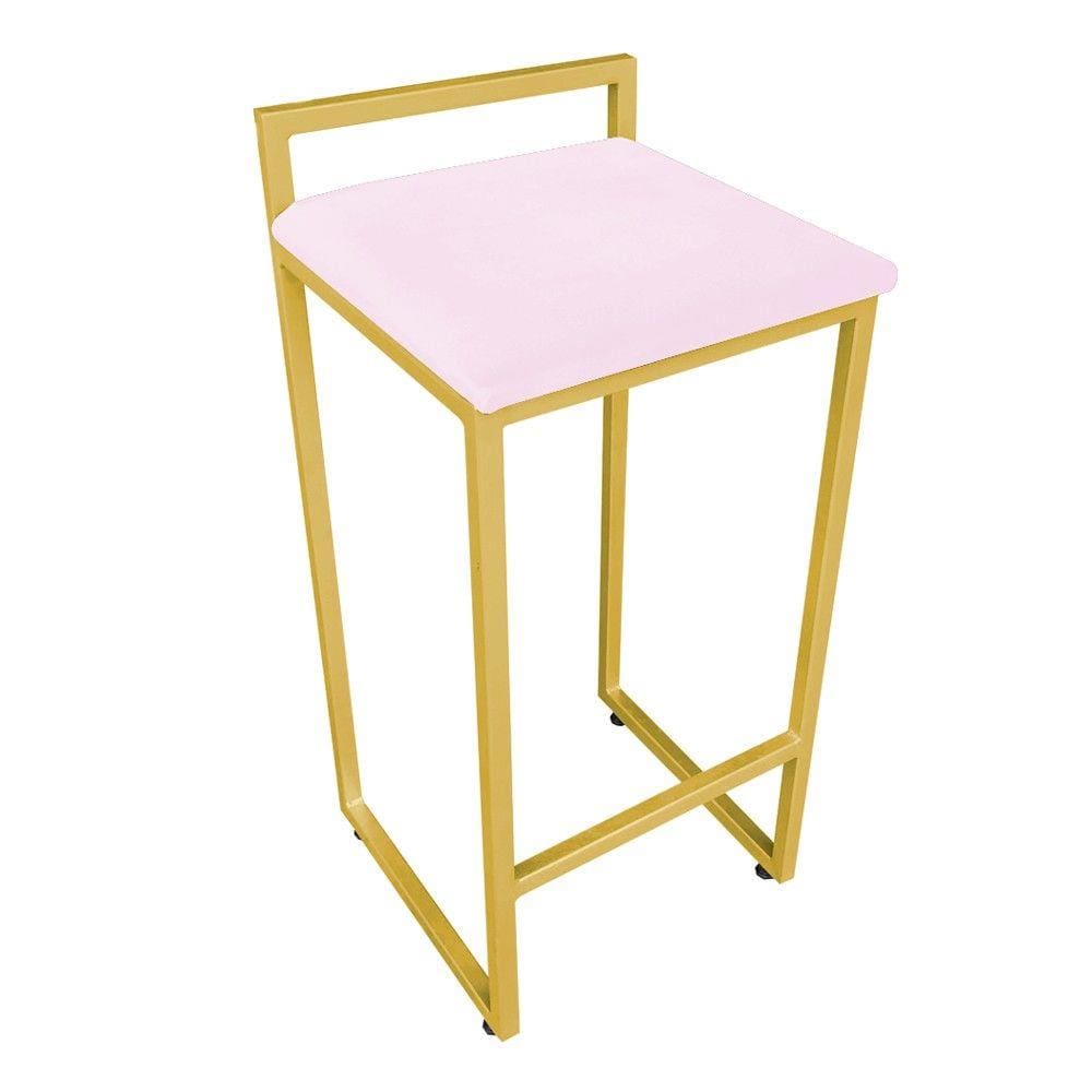Banqueta Pietra Suede Base Dourado D`Rossi