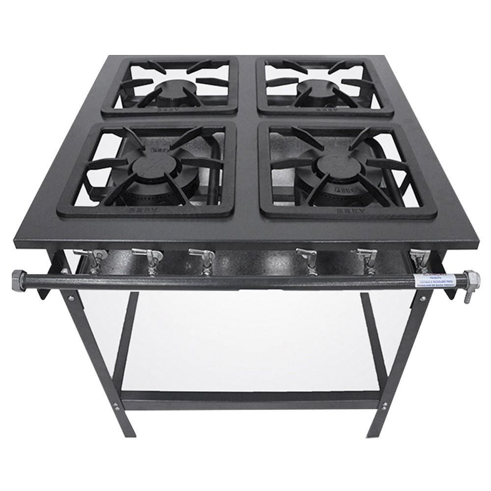 Fogão 4 Bocas 2 Duplas Stand Metal Brey Baixa Pressão 104-2D