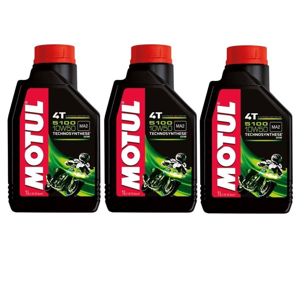 Kit 3 Oleo Motul 5100 10w50 Semi Sintético Moto 4t API SL