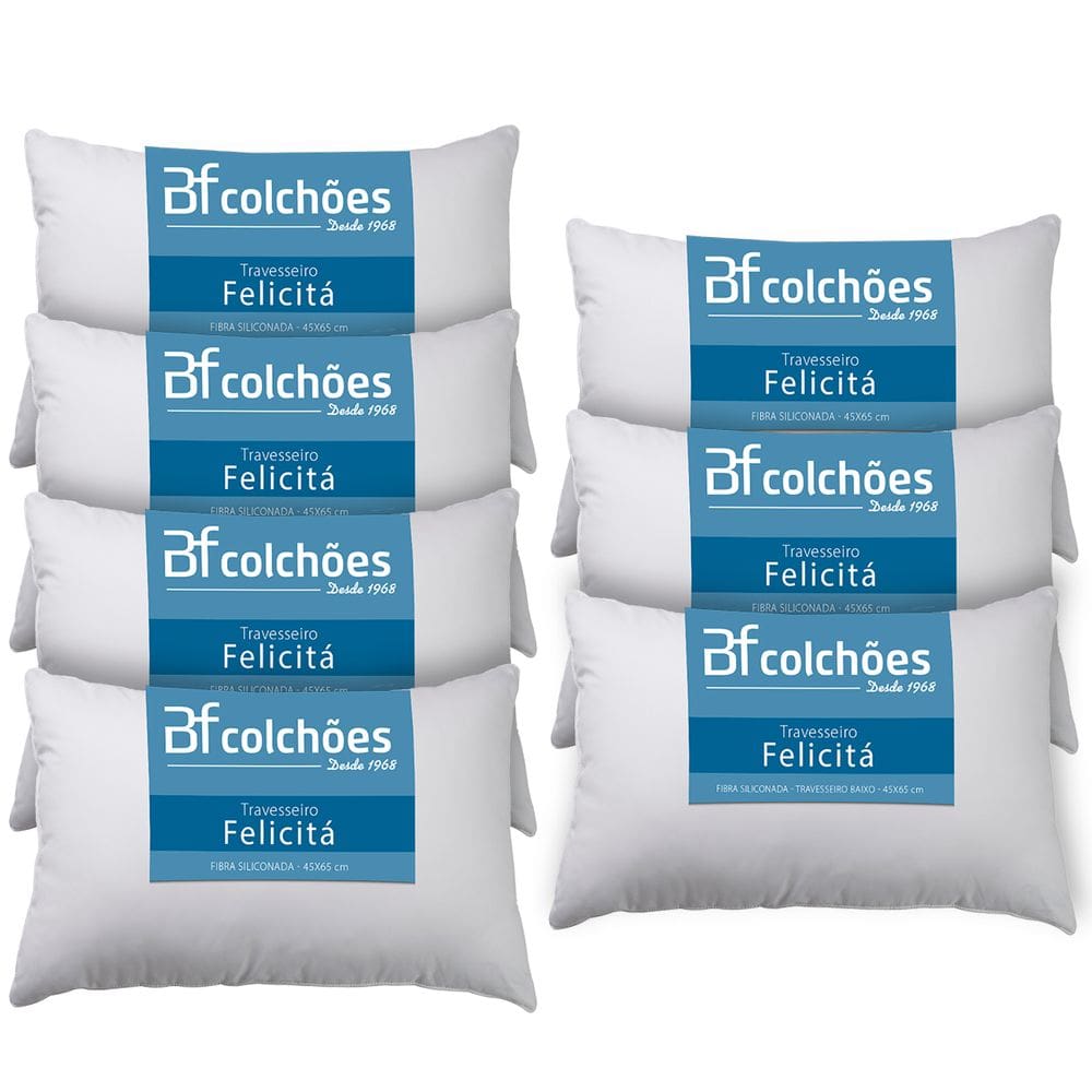 Kit 7 Travesseiro Fibra Siliconada Antialérgico 45x65cm BF Colchões