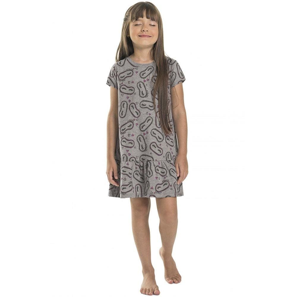 Camisola Infantil Manga Curta Cinza Quimby