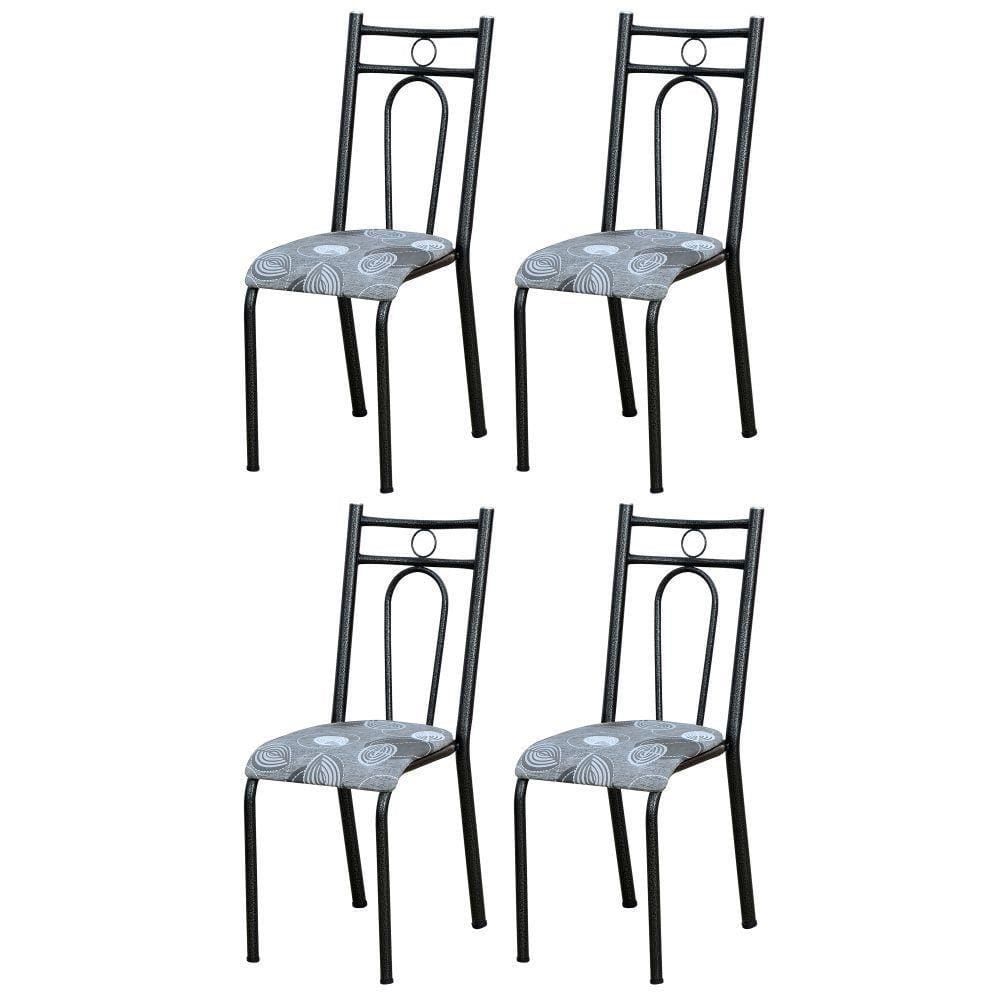 Kit 4 Cadeiras 023 América Cromo Preto/Pará - Artefamol