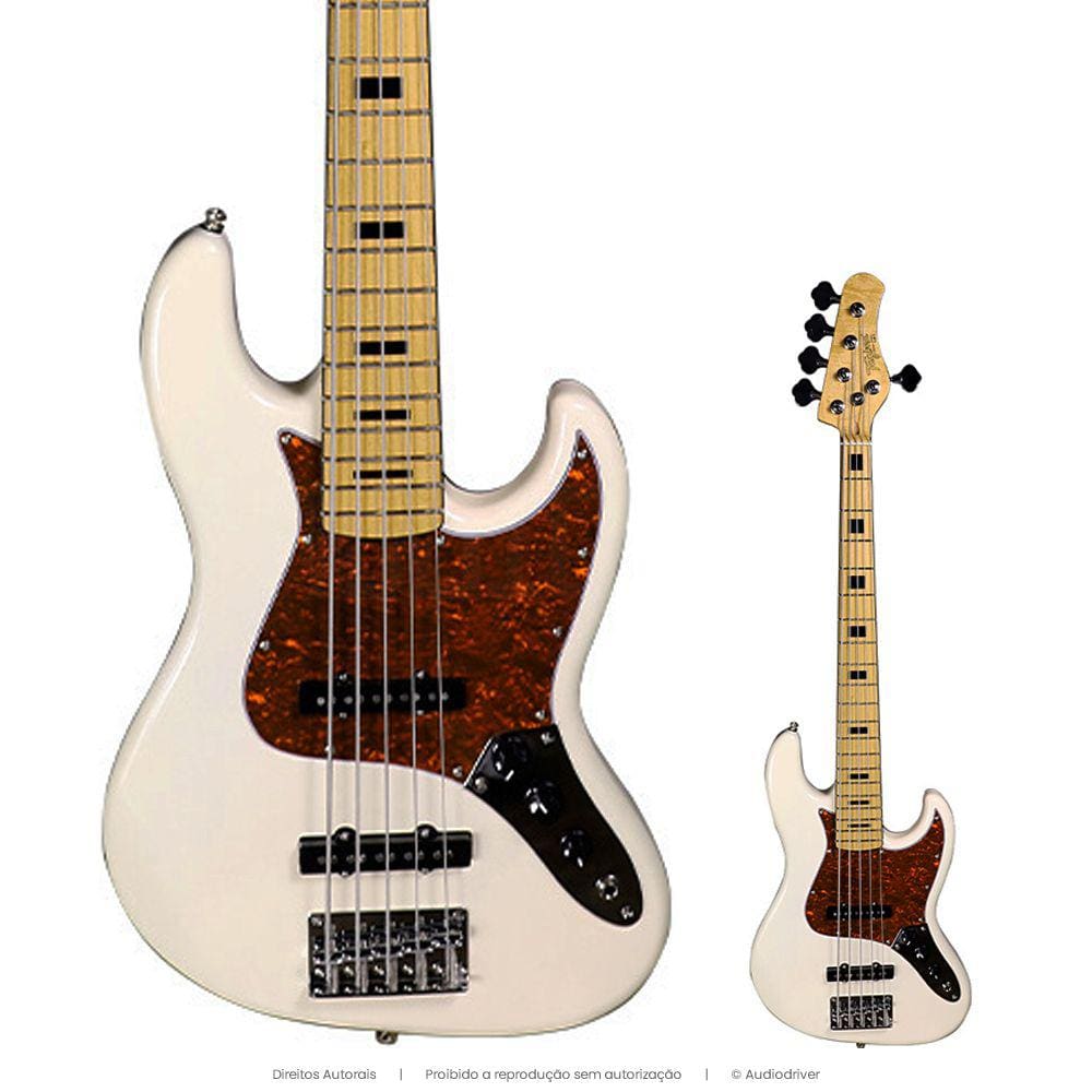 Baixo Tagima 5 Cordas TJB-5 Special Series OWH Olympic White ContraBaixo Jazz Bass Branco