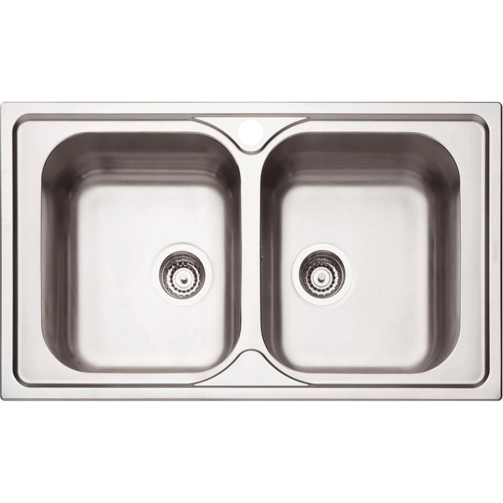 Cuba de Sobrepor Tramontina Marea 2C 34 em Aço Inox Acetinado e Válvula 86 x 50 cm com 2 Cubas Tramontina