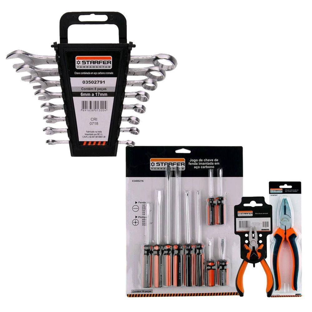 Kit 20 Chave Combinada 6a17 Fenda/philips Alicate Universal