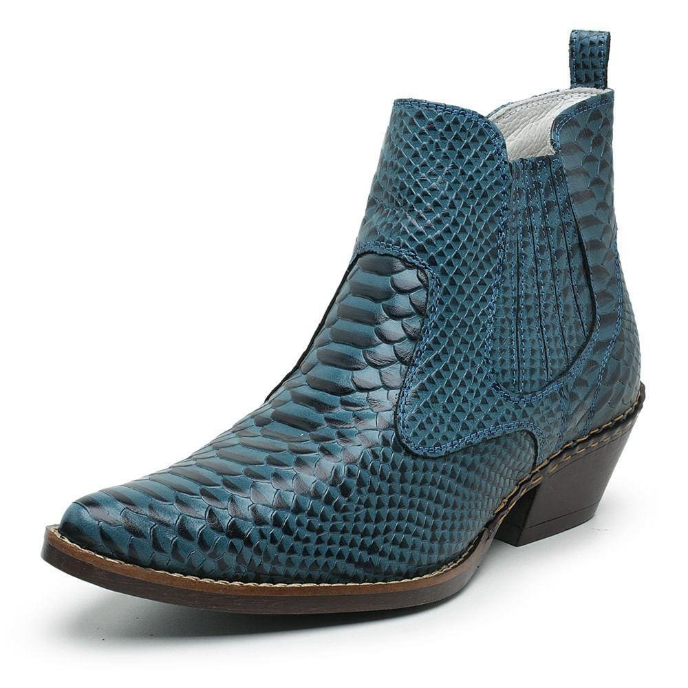 Botina Masculina Bico Fino Anaconda Country JNA SHOES Azul