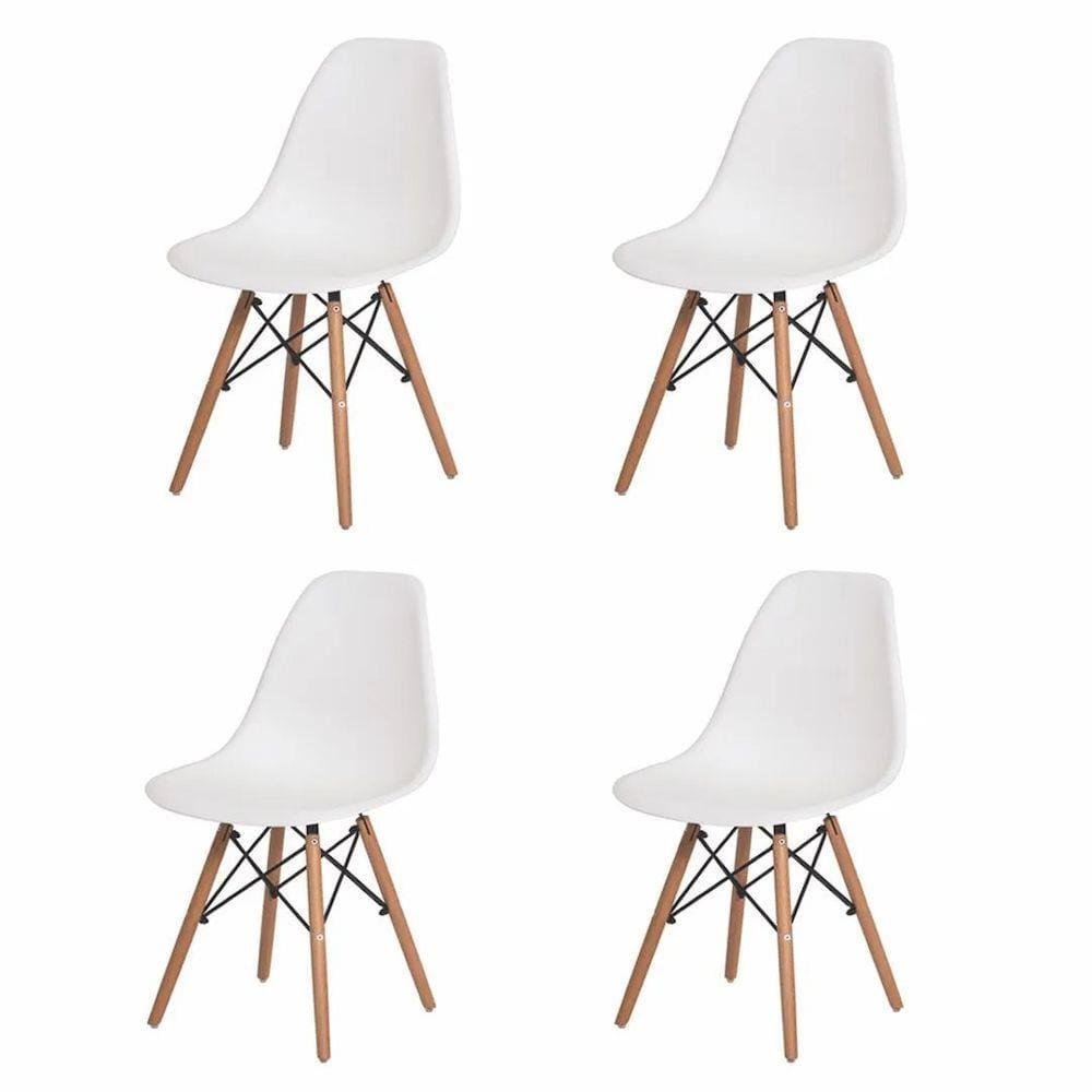 Conjunto com 4 Cadeiras Charles Eames Eiffel Branca
