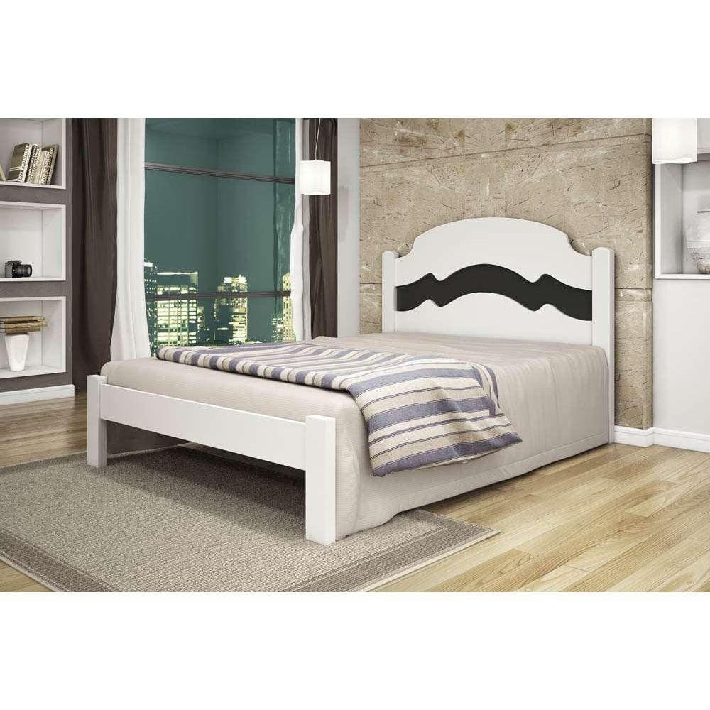 Cama Casal Cambel Iris Branco-Preto/Branco