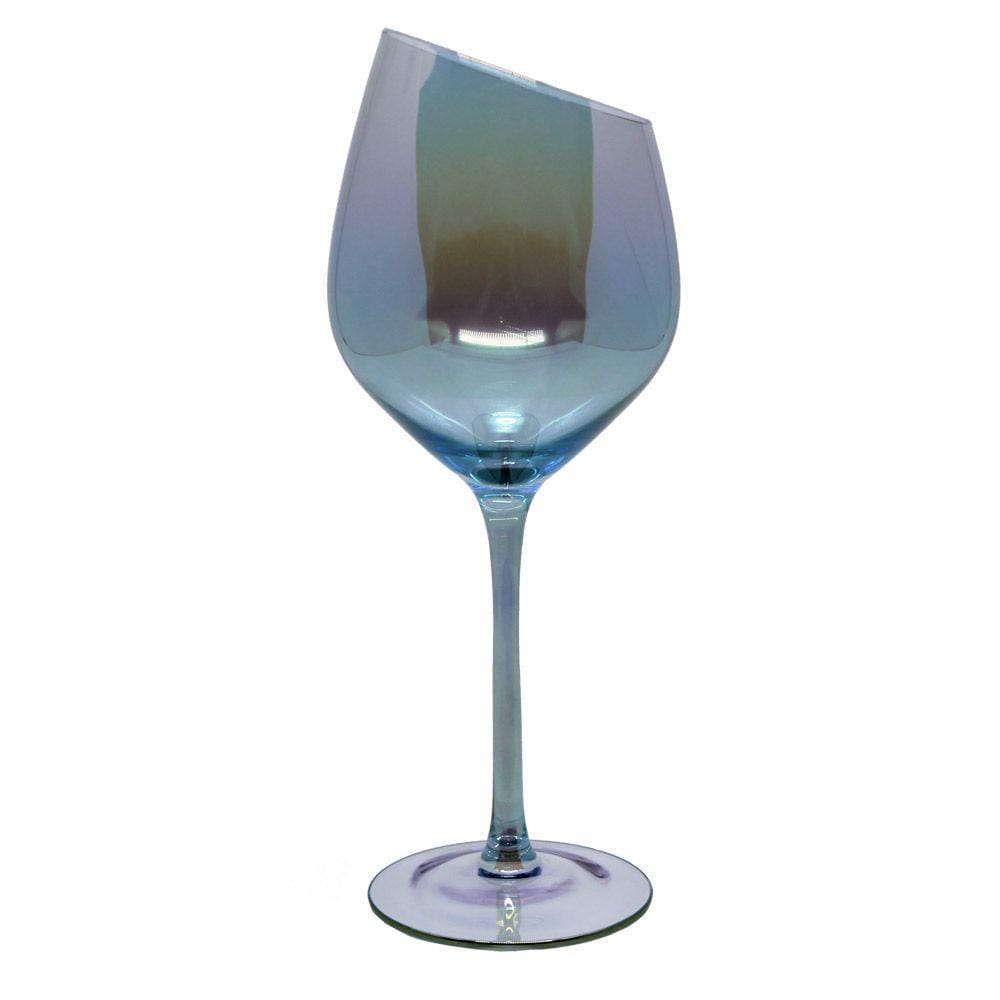 Taça de Vidro para Vinho Diagonal Furta Cor Azul 300ml