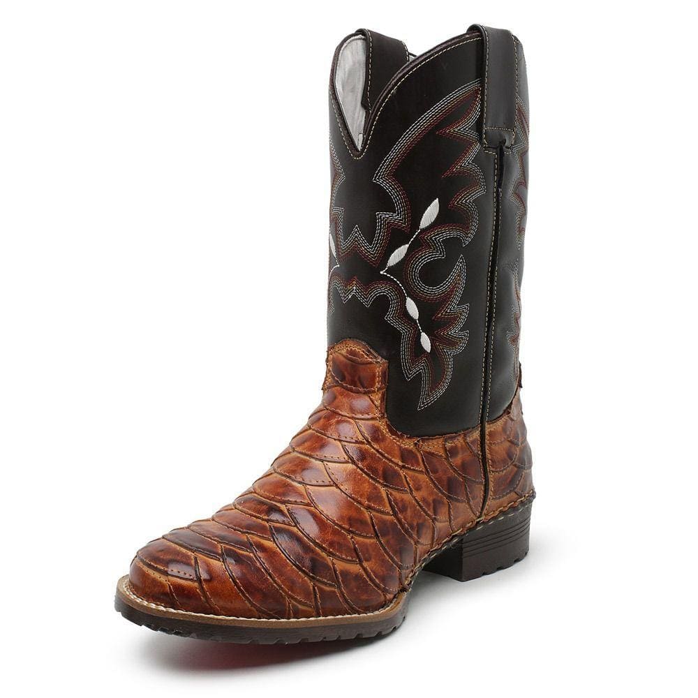 Bota Country Texana Em Couro Cano Longo Bico Redondo JNA SHOES