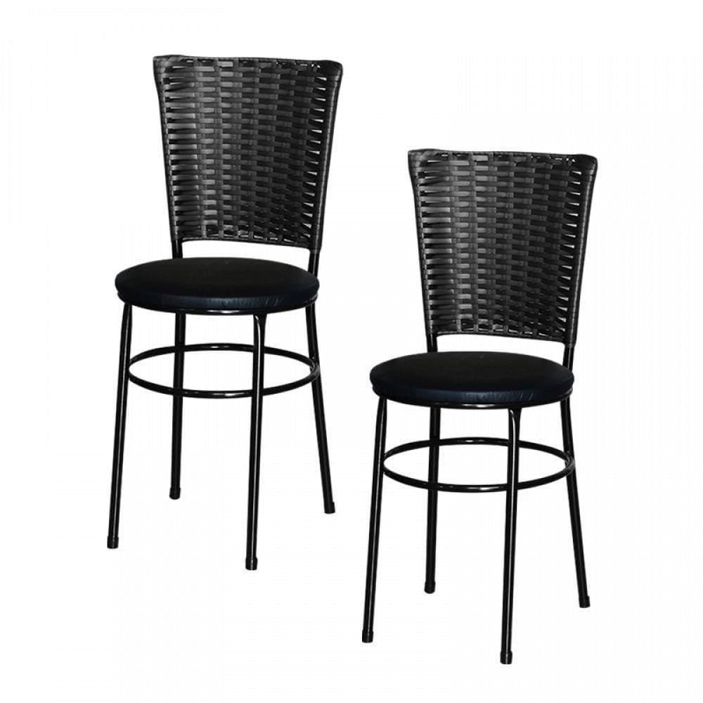 2 Cadeiras Pretas Para Cozinha Hawai Preta Preto