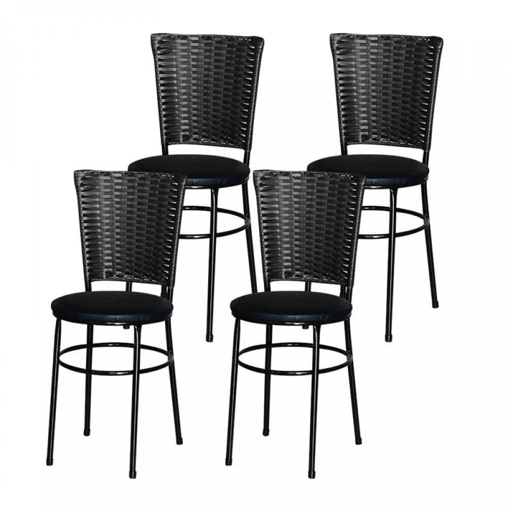 4 Cadeiras Pretas Para Cozinha Hawai Preta Cor: Preto