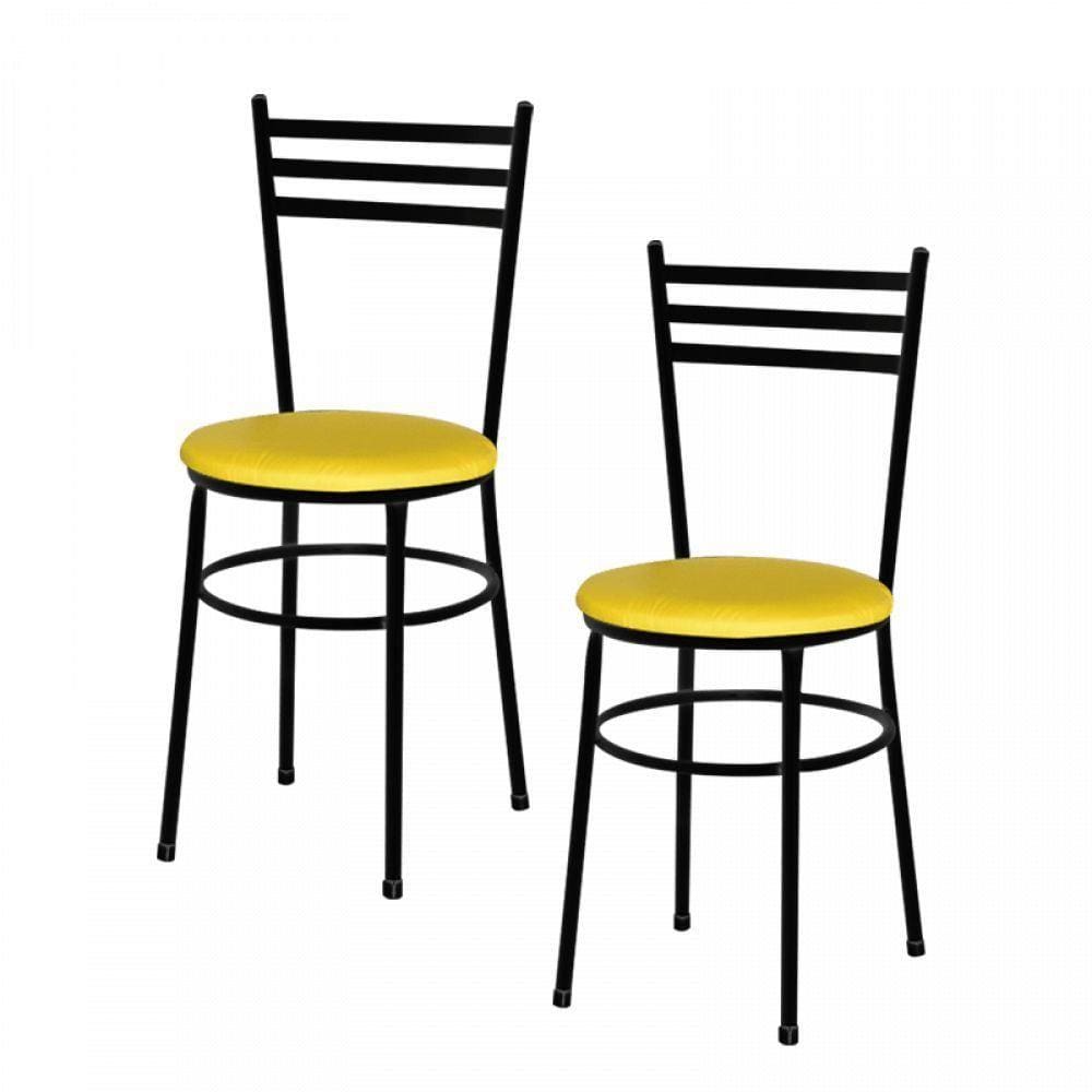 2 Cadeiras Epoxi Preta Para Cozinha Amarelo