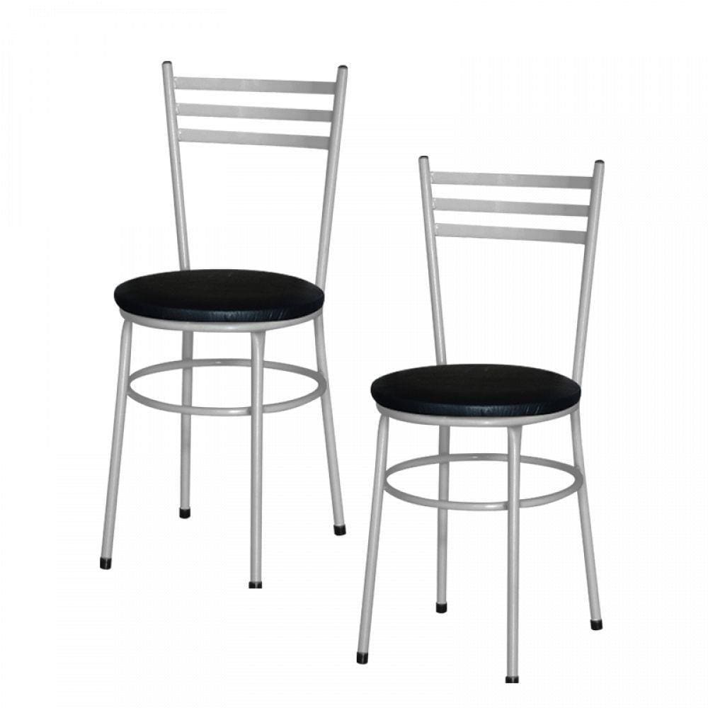 2 Cadeiras Epoxi Prata Para Cozinha Preto