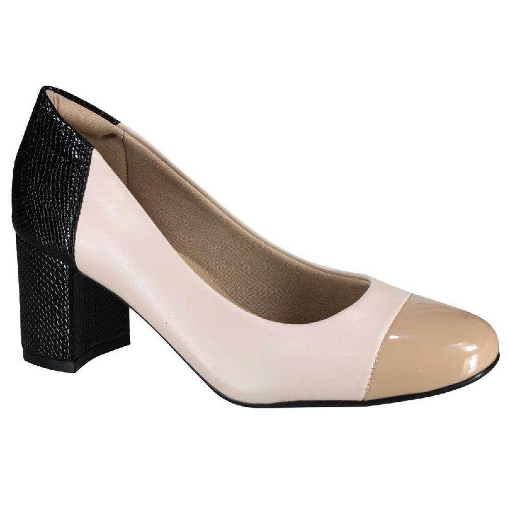 Sapato Scarpin Vizzano Bege/preto/branco Off 1184-1122-7286