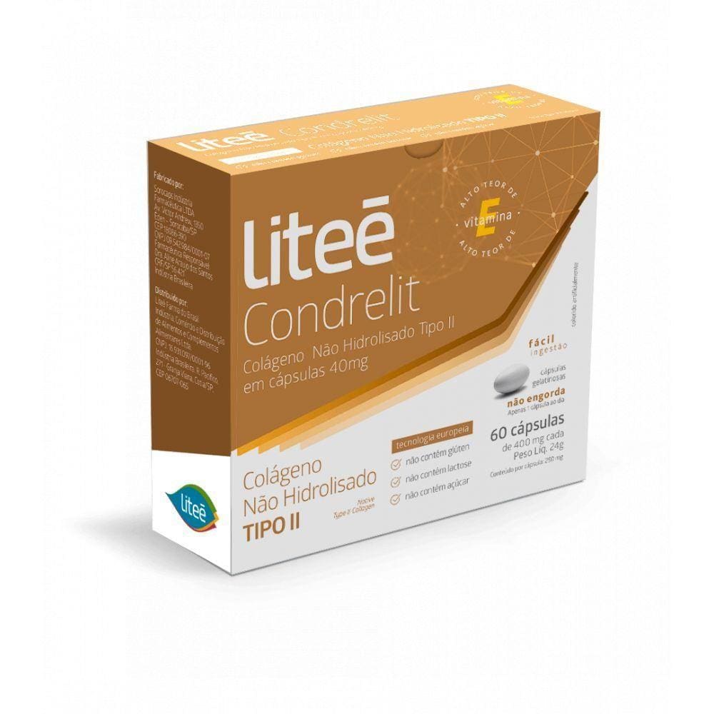 Condrelit - Colágeno Não Hidrolisado 40mg Tipo 2 60 Cápsulas