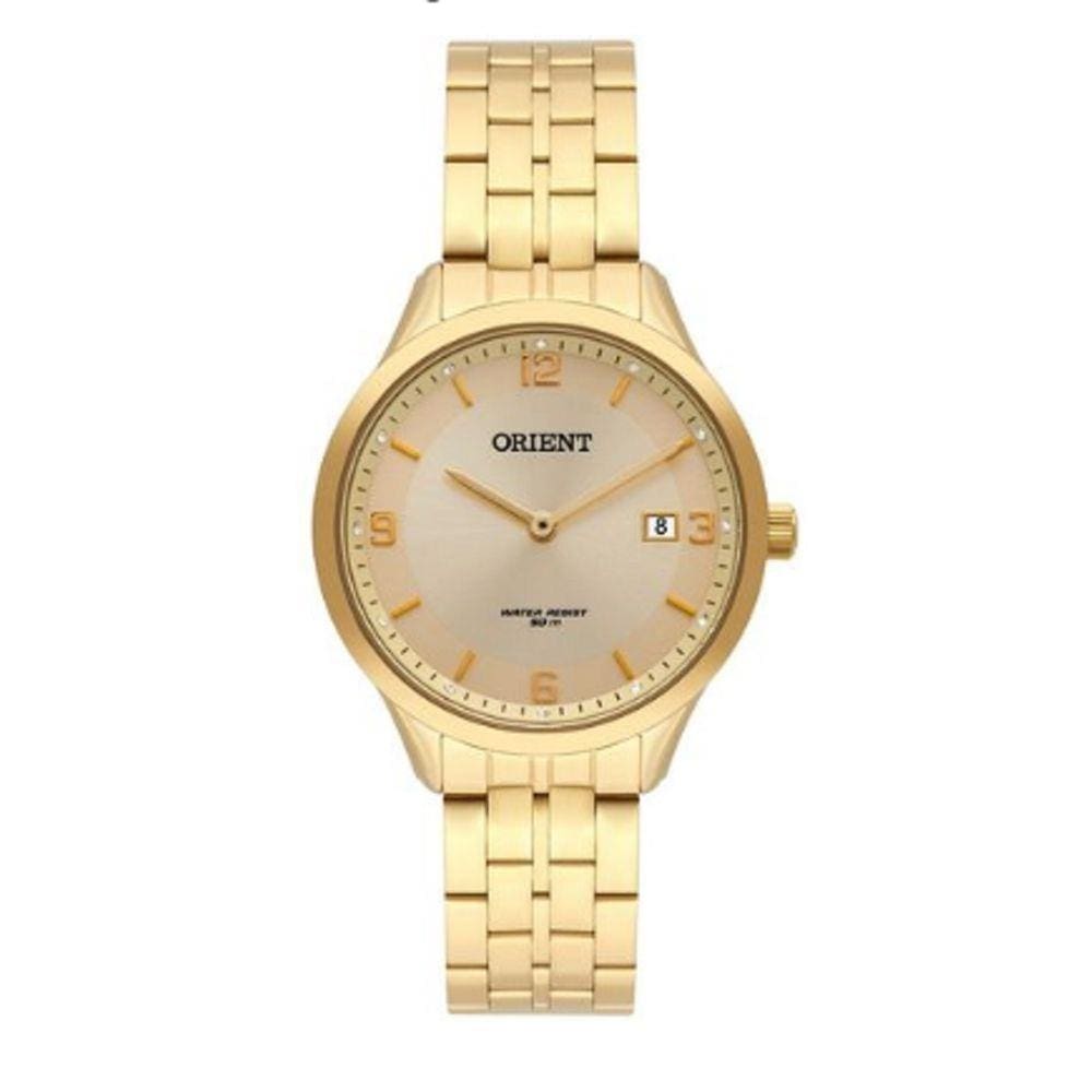 Relogio Orient Feminino dourado a prova dagua aço inox Classico social FGSS1169 C2KX