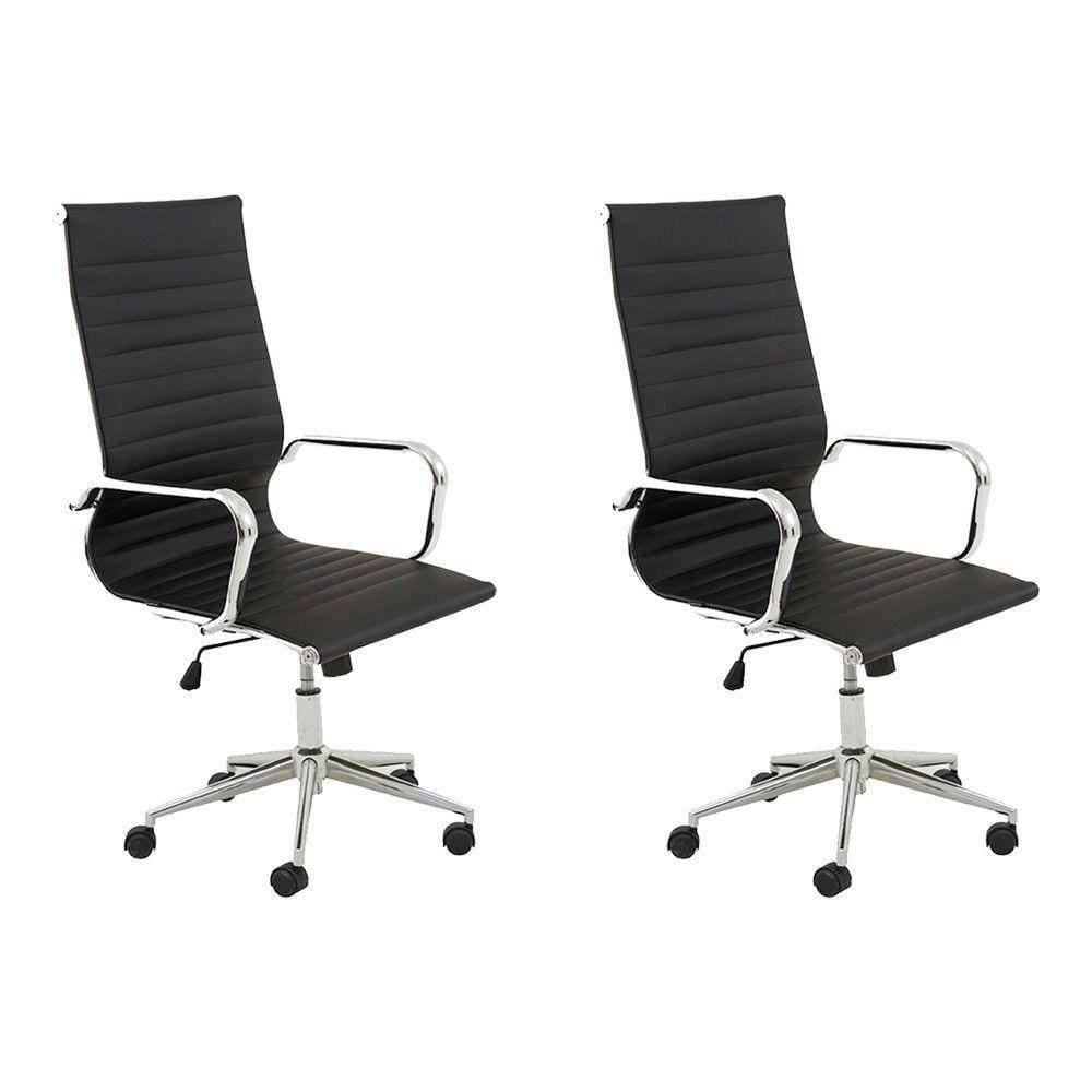 Kit 2 Cadeiras Executivas Escritório Royal Preta Gran Belo