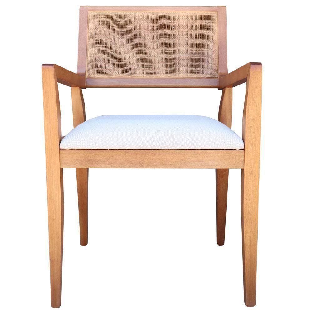 Cadeira Decorativa Megan Amêndoa Linho Bege Gran Belo