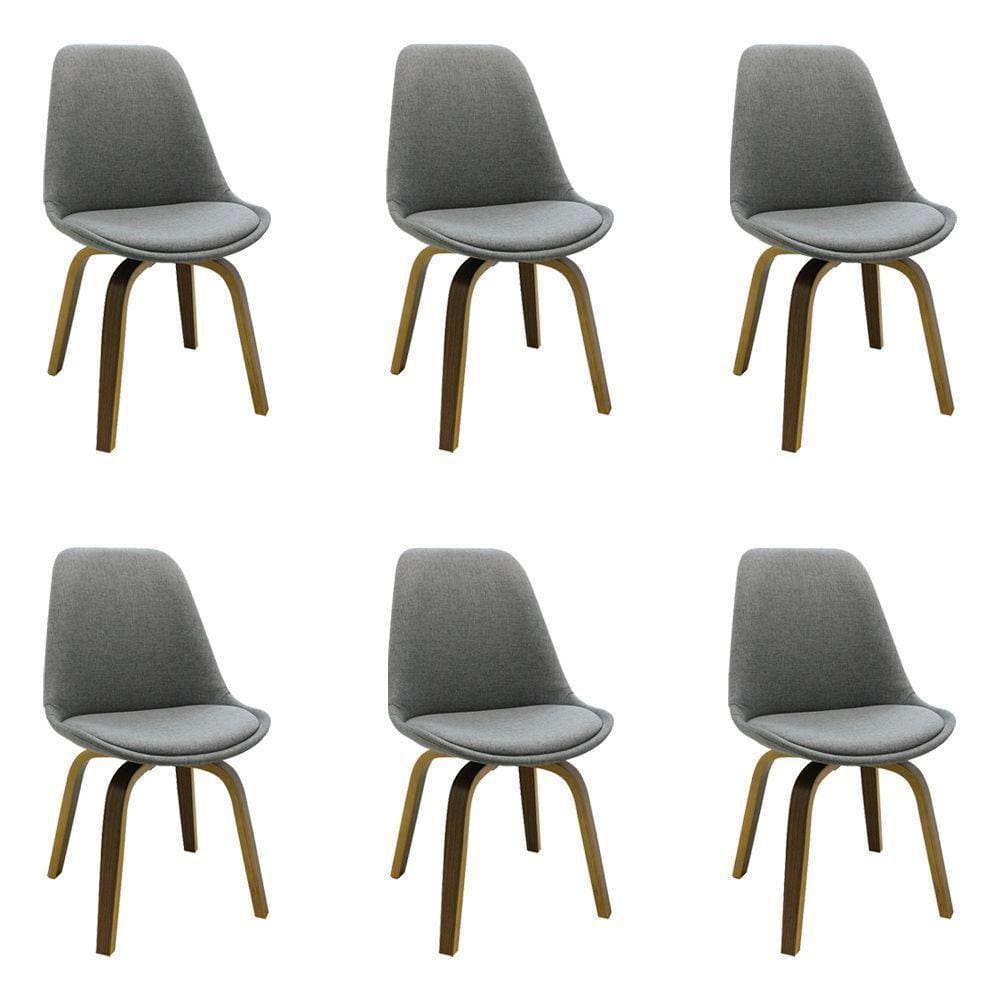 Kit 6 Cadeiras Decorativas Sala e Escritório Linho Cinza